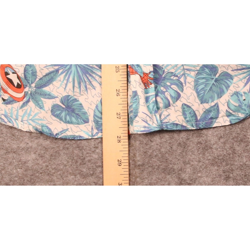 Marvel Mad Engine Mens 2XL Avengers Tropical Hawaiian Button Up Shirt Blue - Picture 5 of 6